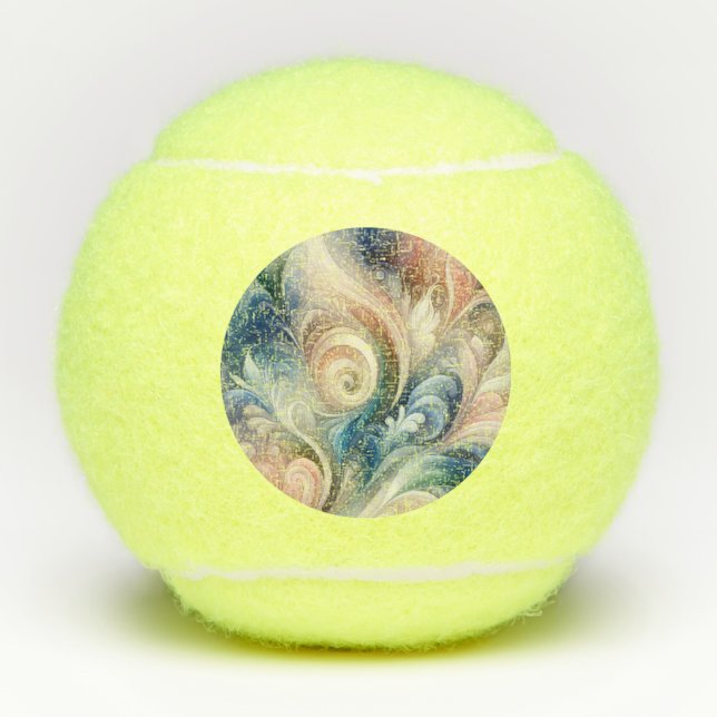 Watercolor Fantasy Floral Pastel Blue & Cream  Tennis Balls (Front)