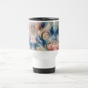 Watercolor Fantasy Floral Pastel Blue & Cream Travel Mug