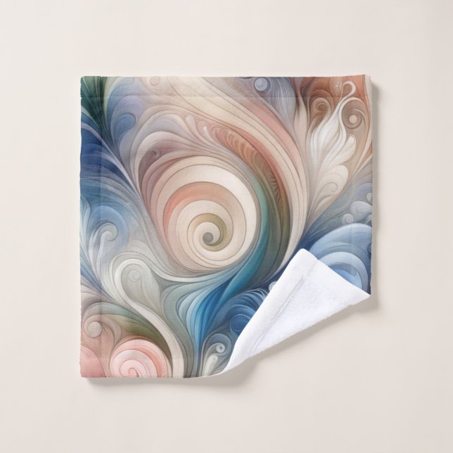 Watercolor Fantasy Floral Pastel Blue & Cream  Wash Cloth (Wash Cloth)