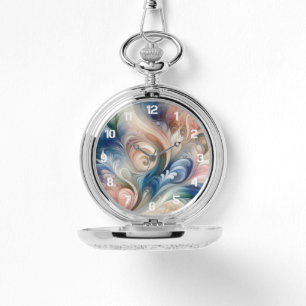 Watercolor Fantasy Floral Pastel Blue & Cream Watch