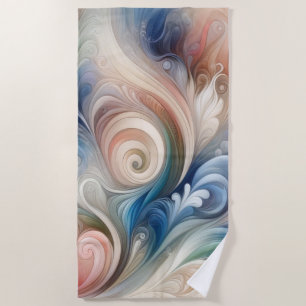 Watercolor Fantasy Floral Romantic Pattern Beach Towel