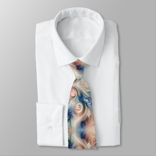 Watercolor Fantasy Floral Romantic Pattern Tie (Tied)