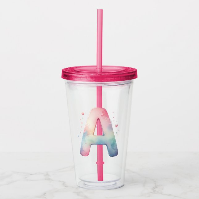 Watercolor Fantasy - Personalised Acrylic Tumbler (Front)