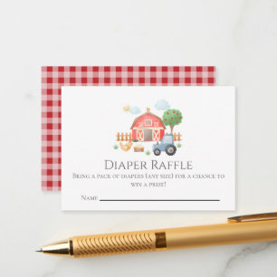 Watercolor Farm Animals Baby Shower Diaper Raffle Enclosure Card