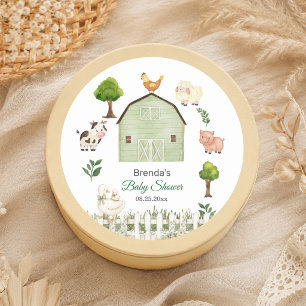 Watercolor Farm Animals Barnyard Baby Shower Classic Round Sticker