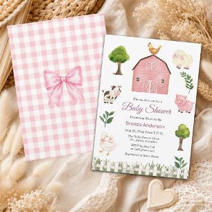 Watercolor Farm Animals Barnyard Baby Shower Invitation