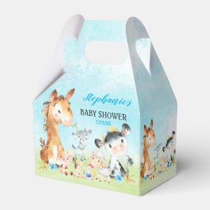 Watercolor Farm Animals Boy Baby Showerm Favour Box