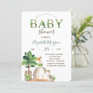 Watercolor Farm Animals Goose Baby Shower  Invitation