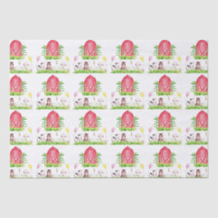 Watercolor Farm Birthday Cute Animals Tissue Paper