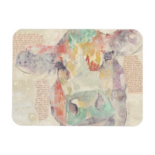 Watercolor Farm Collage Cow Magnet