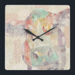 Watercolor Farm Collage Cow Square Wall Clock<br><div class="desc">Farm Collage Cow Artist: Jennifer Goldberger</div>