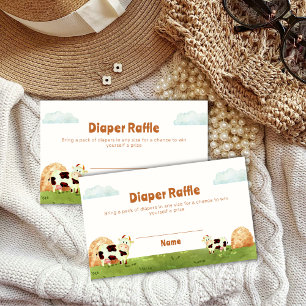 Watercolor Farm Cow Diaper Raffle Baby Shower Enclosure Card