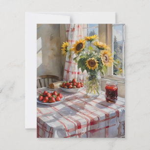 Watercolor Farm Kitchen Table C Holiday Card