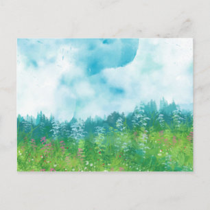 Watercolor Farm Landscape 4 Postcard