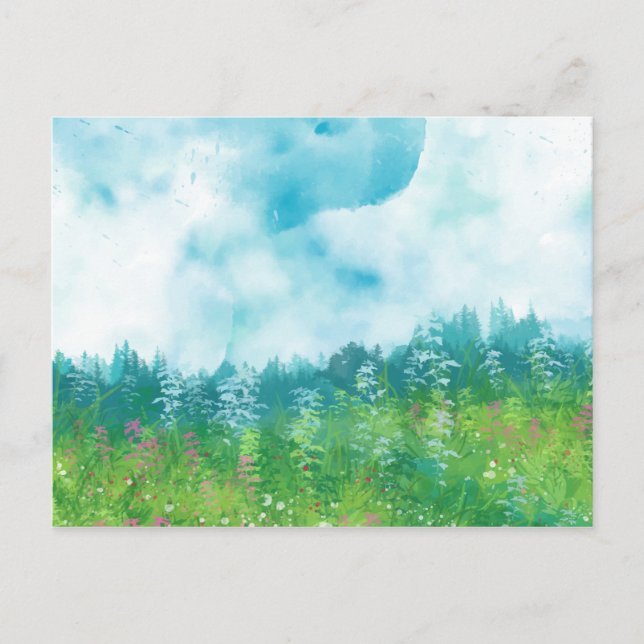 Watercolor Farm Landscape 4 Postcard (Front)