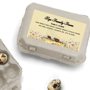 Watercolor Farm Quail Egg Carton Label