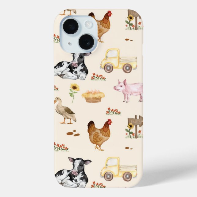 Watercolor Farm Scene Seamless Pattern Case-Mate iPhone Case (Back)