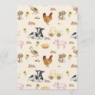 Watercolor Farm Scene Seamless Pattern Invitation