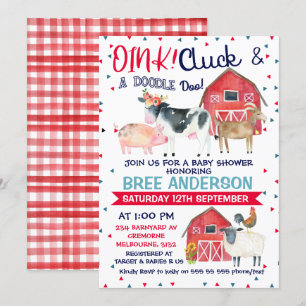 Watercolor farm themed baby shower invitation