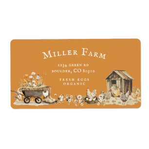 Watercolor Farm Vintage Script Egg Carton Label