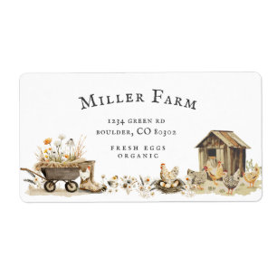 Watercolor Farm Vintage Script Egg Carton Label