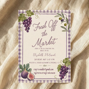 Watercolor Farmers Market Party Vineyard Grapes Invitation