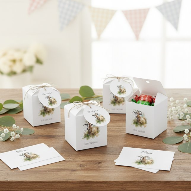 Watercolor Farmhouse Goat, custom Favour Box (Creator Uploaded)