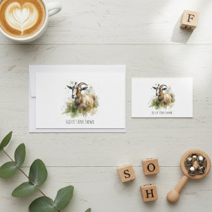 Watercolor Farmhouse Goat, custom Invitation