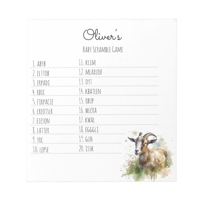 Watercolor Farmhouse Goat, custom Notepad (Front)