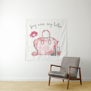 Watercolor Fashion   Buy Now Cry Later Tapestry