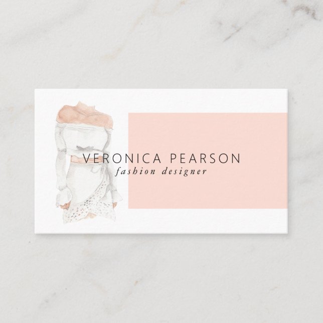 Watercolor Fashion Design Illustration Business Business Card (Front)