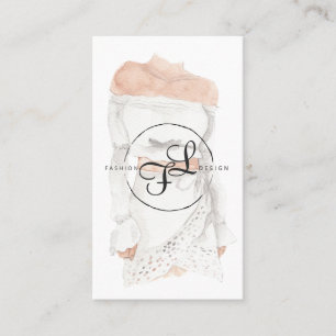 Watercolor Fashion Design Illustration Business Card