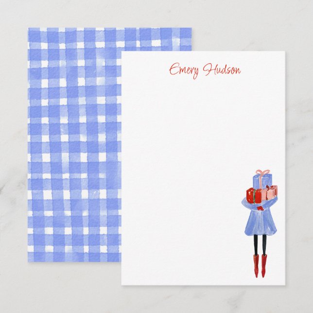 Watercolor Fashion Girl Personalised Thank You Card (Front/Back)