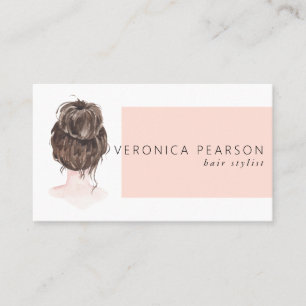 Watercolor Fashion Hair Illustration Business Card