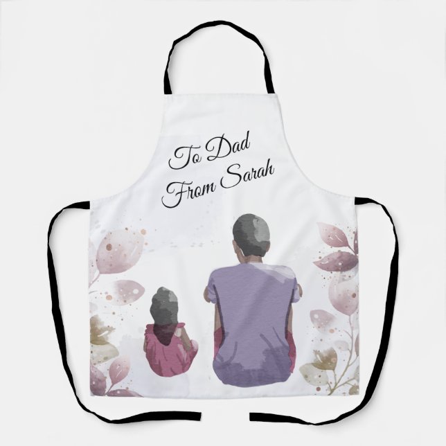 Watercolor Father and daughter  Apron (Front)
