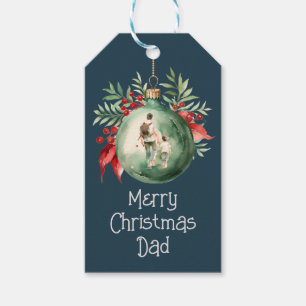 Watercolor Father Son Ornament Christmas Art Gift Tags