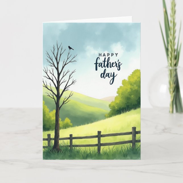 Watercolor Fathers Day Tree Card (Front)
