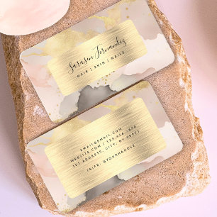 Watercolor Faux Gold Foil Black Blush Pink Elegant Business Card