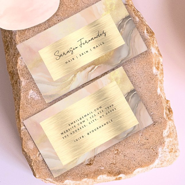 Watercolor Faux Gold Foil Blush Pink Elegant Business Card (Creator Uploaded)
