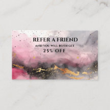 Watercolor Faux Gold initial Referral Card