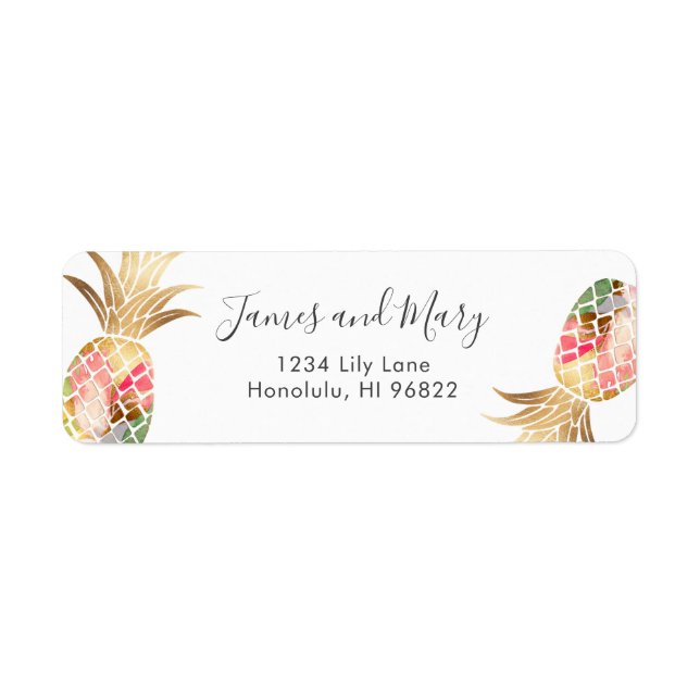 Watercolor Faux Gold Pineapples (Front)