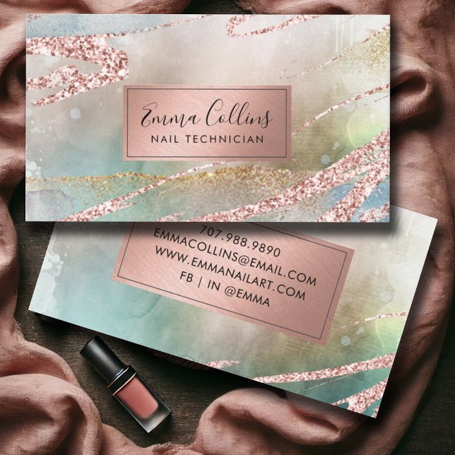 Watercolor Faux Rose Gold Foil Business Card (Creator Uploaded)