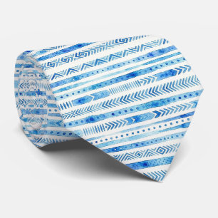 Watercolor Faux Silk Luxury Ocean Tribal Tie