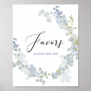 Watercolor favours delphinium blue flowers Baby Sh Poster