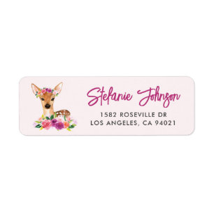 Watercolor Fawn Floral Return Address Label II