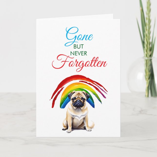 Watercolor Fawn Pug Pet Loss Sympathy Card (Front)