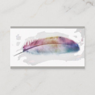 watercolor feather art custom business card