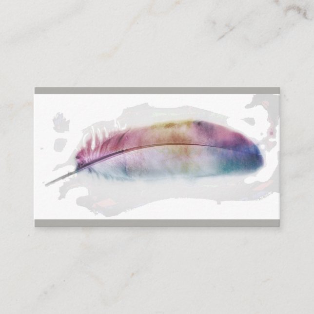 watercolor feather art custom business card (Front)