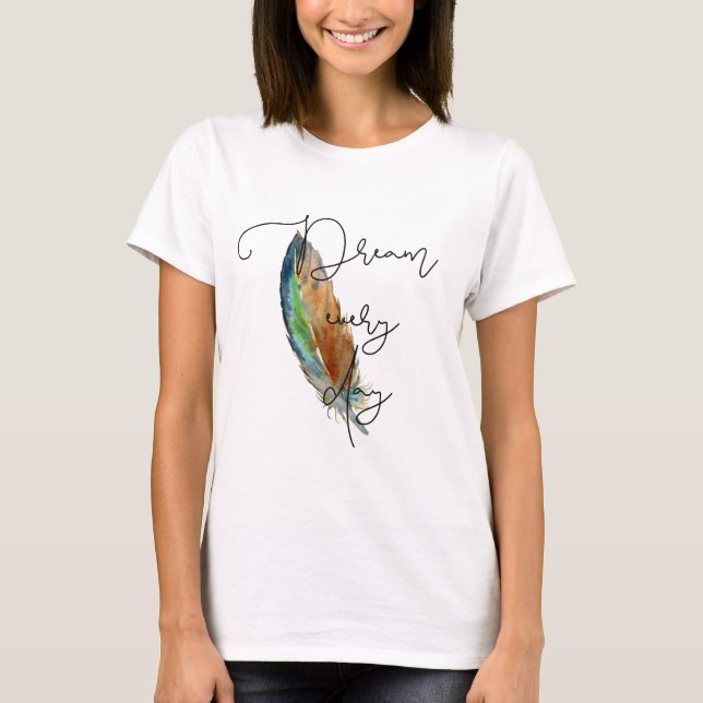 Watercolor Feather Dream T-Shirt (Front)