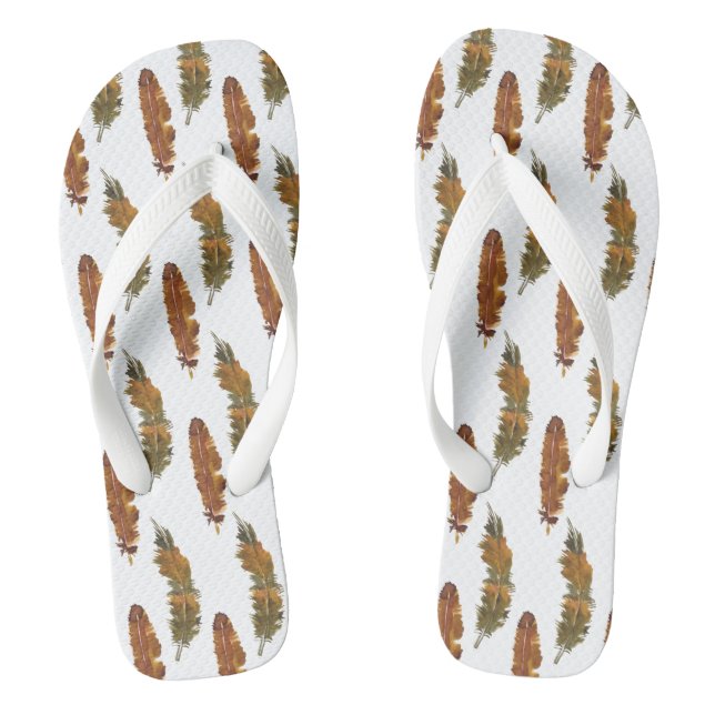 Watercolor feather flip flops (Footbed)
